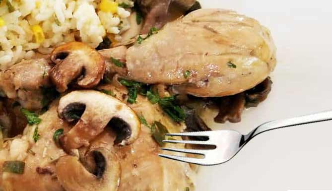 pollo con champiñones para diabéticos